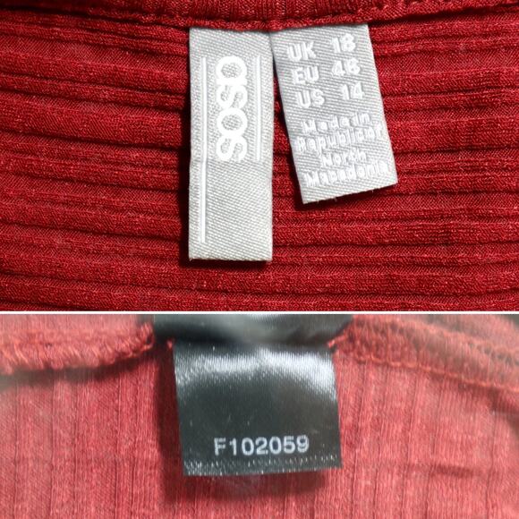 ASOS Size 14 Textured Button V-neck Dress MaxiTie Waist Rust Red - Picture 11 of 12